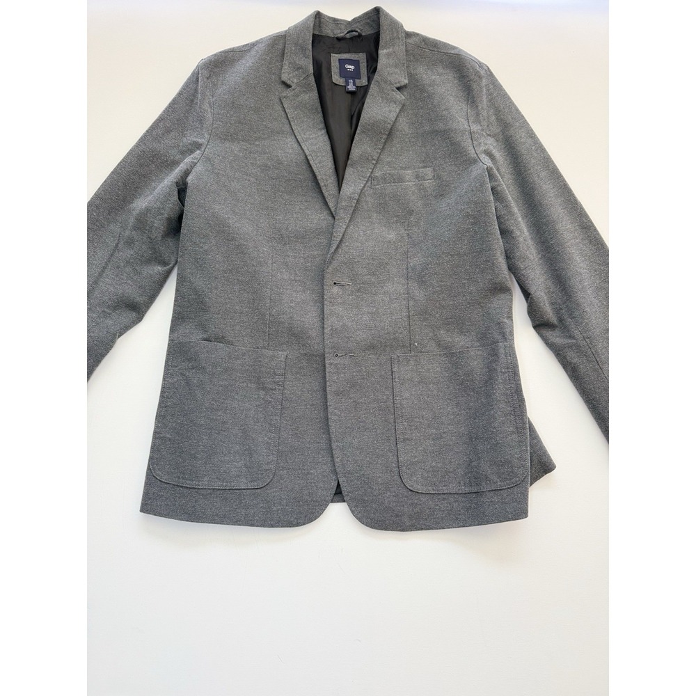 Gap Gray Cotton Knit Blazer Sport Coat XL 45" Chest Two-Button Notch Lapel